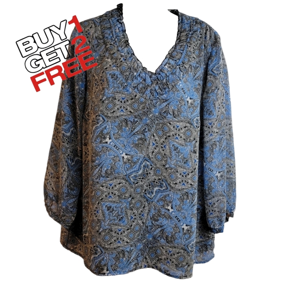 Coldwater Creek‎ Longsleeve Blouse Paisley Print Women's Med (10/12)